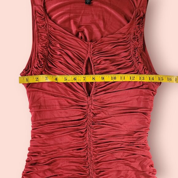 Vintage Y2K 2b bebe terracotta ruched draped top size L baddie vixen mcbling - Picture 3 of 8